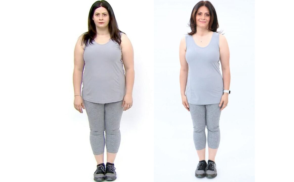 prima e dopo la perdita di peso a casa
